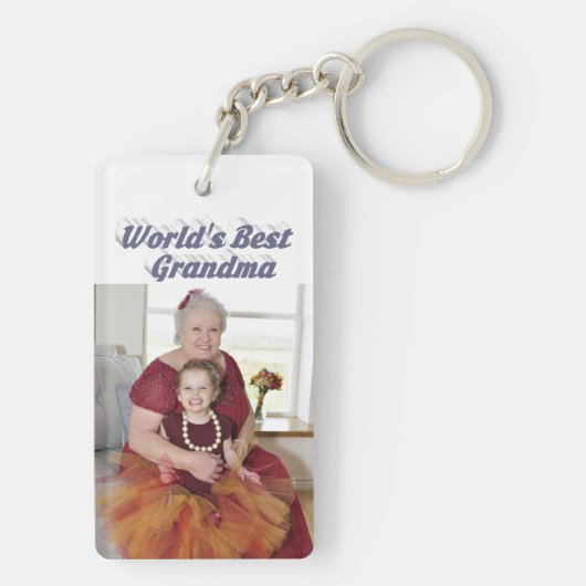 Grootma Foto grijze tekst Sleutelhanger (achterkant)