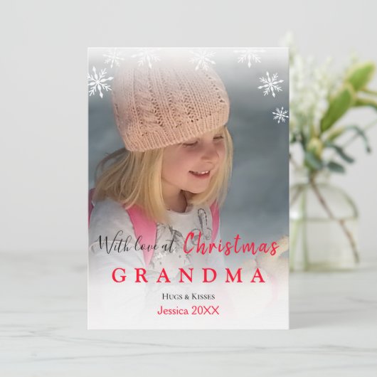 Grootma Foto Snowflake Holiday (Staand voorkant)