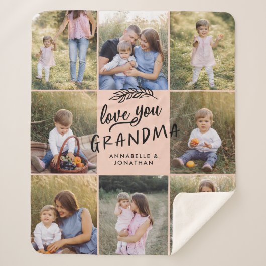 Grootma gift 8 Foto kleinkind eenvoudige typografi Sherpa Deken (Voorkant)
