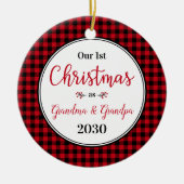 Grootma Grandpa Foto van 1 Kerstmis Keramisch Ornament (Voorkant)