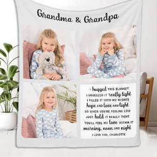 Grootma Grandpa Poem Modern Aangepast 3 Foto Fleece Deken