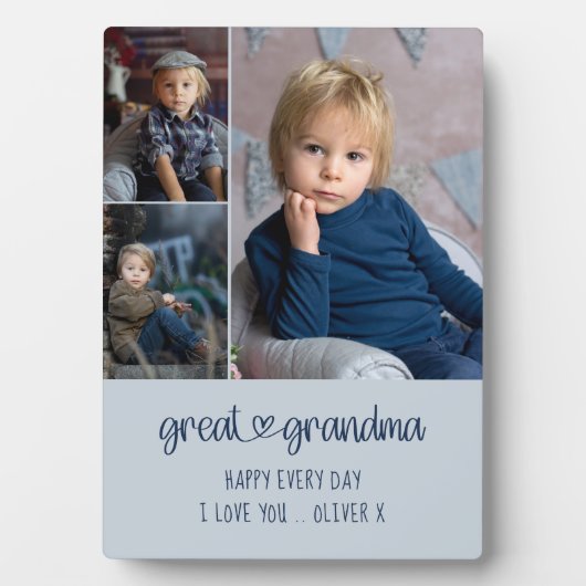 Grootma Heart Lettering Editable 3 foto Fotoplaat (voorkant)
