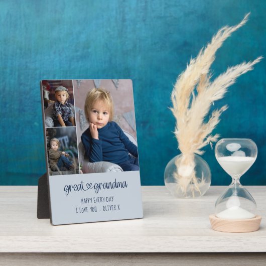 Grootma Heart Lettering Editable 3 foto Fotoplaat (Zijkant)