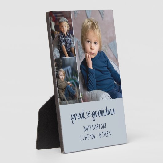 Grootma Heart Lettering Editable 3 foto Fotoplaat (Zijkant)