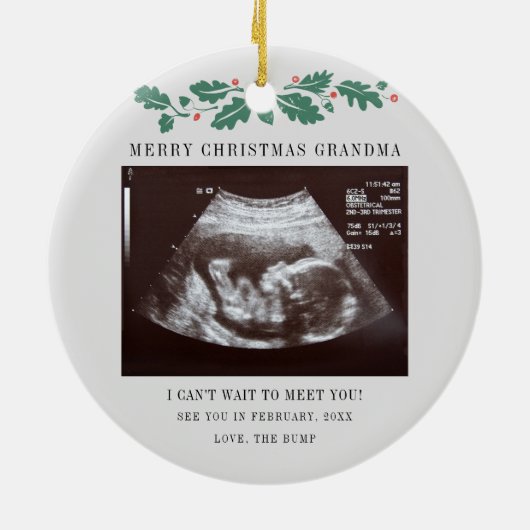 Grootma Holiday Kerstmis Zwangerschap Ultrageluid Keramisch Ornament (Achterkant)