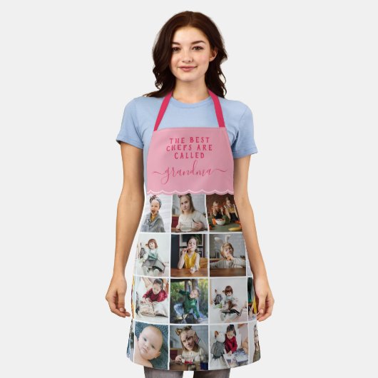 Grootma is de beste foto-inklage van de Chef Pink Schort (Gedragen)