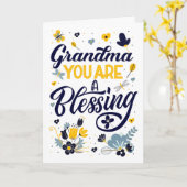 Grootma Je bent een zegelbare vogeldag botanisch Kaart (Gele Bloem)