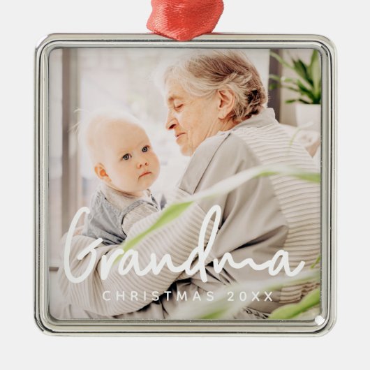 Grootma - Kerstfeestdag Elegant Chic Metalen Ornament (Voorkant)