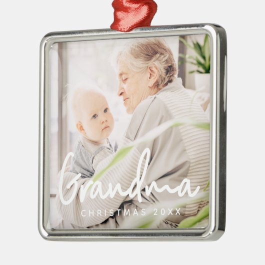 Grootma - Kerstfeestdag Elegant Chic Metalen Ornament (Links)