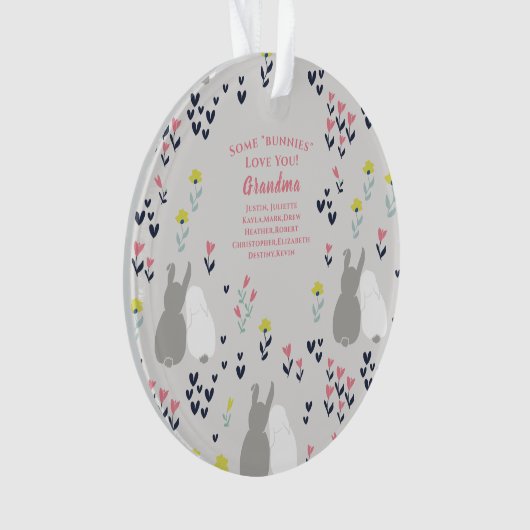 Grootma-kerstkonijnen uit kinderen ornament (voorkant)