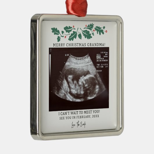 Grootma Kerstmis Zwangerschap Ultrasound Holiday Metalen Ornament (Rechts)