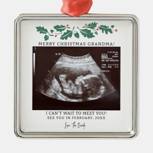Grootma Kerstmis Zwangerschap Ultrasound Holiday Metalen Ornament (Voorkant)