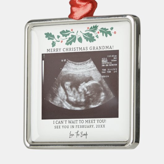 Grootma Kerstmis Zwangerschap Ultrasound Holiday Metalen Ornament (Links)