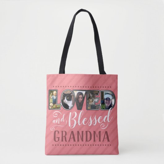 Grootma Loved en Blessed Photo Collage Tote Bag (Voorkant)