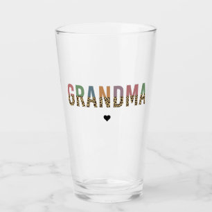 Grootma multicolor cheetah leopard typografie Gift Glas