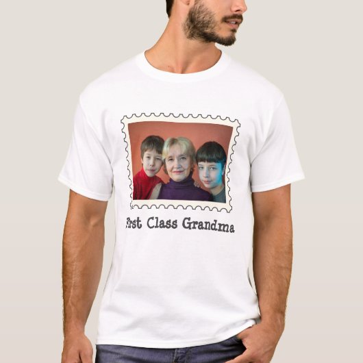 Grootma nana aangepaste horizontale foto eerste kl t-shirt (Voorkant)