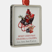Grootma opa Red Sleigh Kerstmetaal Metalen Ornament (Rechts)