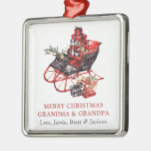 Grootma opa Red Sleigh Kerstmetaal Metalen Ornament (Links)