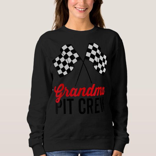 Grootma Pit Crew Hosting Car Race Birthday Party Trui (Voorkant)