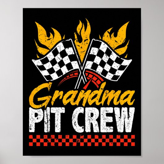 Grootma Pit Crew Race Car Thed Party Racing Fami Poster (Voorkant)