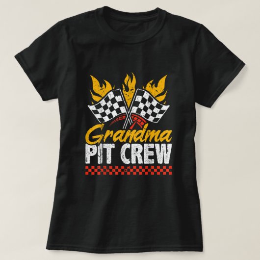 Grootma Pit Crew Race Car Thed Party Racing Fami T-shirt (Design voorkant)
