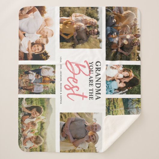 Grootma U bent de beste moderne fotocollage Sherpa Deken (Voorkant)