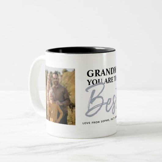 Grootma U bent de beste moderne fotocollage Tweekleurige Koffiemok (Voorkant links)