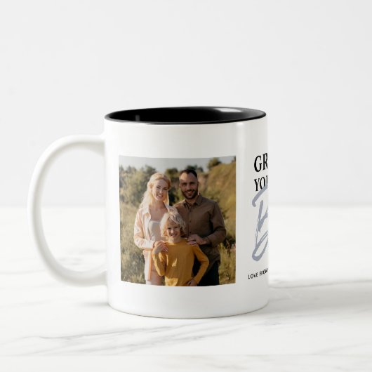 Grootma U bent de beste moderne fotocollage Tweekleurige Koffiemok (Links)