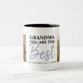 Grootma U bent de beste moderne fotocollage Tweekleurige Koffiemok (Center)