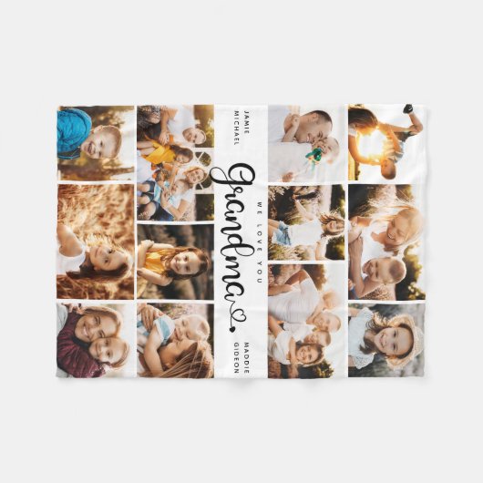 Grootma We houden van je hart Moderne fotocollage Fleece Deken (Voorkant (Horizontaal))