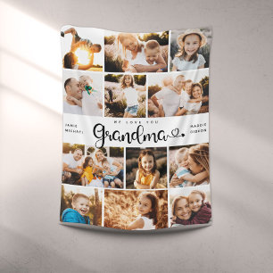 Grootma we houden van je hart Moderne fotocollage  Fleece Deken