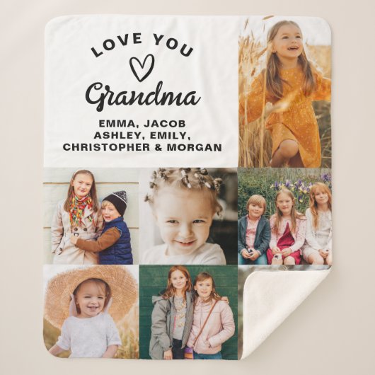 Grootma We houden van je hart Moderne fotocollage Sherpa Deken (Voorkant)