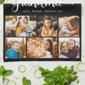 Grootma We houden van je hart Moderne fotocollage Theedoek (Gevouwen)