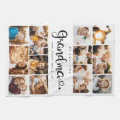 Grootma We houden van je hart Moderne fotocollage Theedoek (Horizontaal)