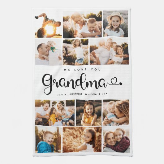 Grootma We houden van je hart Moderne fotocollage Theedoek (Verticaal)