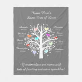 Grootmabomen (harten), witte/grijze 8 namen en dat fleece deken (Voorkant)