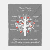 Grootmabomen (harten), witte/grijze 8 namen en dat fleece deken (Voorkant)