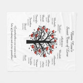 Grootmabomen (harten), zwart/wit, 15 namen/data fleece deken (Voorkant (Horizontaal))