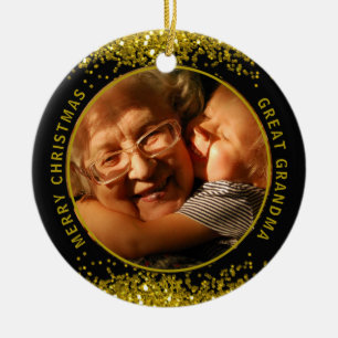 Grootmafoto Black Gold Merry kerst Keramisch Ornament