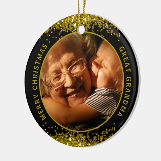 Grootmafoto Black Gold Merry kerst  Keramisch Ornament (Links)