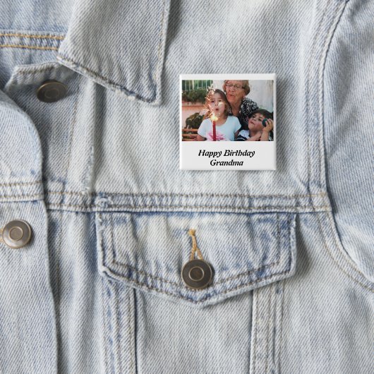 Grootmafoto van Custom Happy Birthday Vierkante Button 5,1 Cm (In situ)