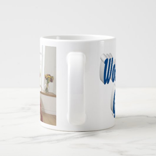 Grootmafoto zee blauwe typografie grote koffiekop (Achterkant)