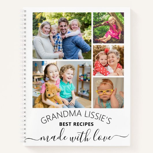 Grootma's Best Recipes Cookbook 6 Foto Collage Notitieboek (Voorkant)