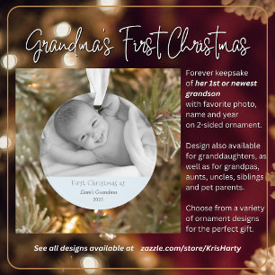 Grootma's eerste kerstfeest Persoonlijke foto naam Ornament