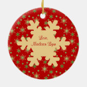 Grootma's eerste kerstfeest rood snowflake keramisch ornament (Achterkant)