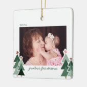 Grootma's eerste kerstfeest Rustic Trees 2 Foto's Keramisch Ornament (Links)