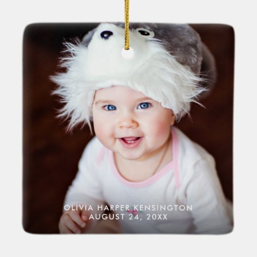 Grootma's eerste kerstfeest Rustic Trees 2 Foto's Keramisch Ornament (Achterkant)