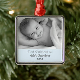 Grootma's eerste kerstfoto, speciaal gepersonalise metalen ornament