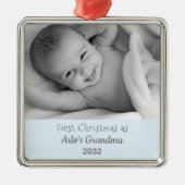Grootma's eerste kerstfoto, speciaal gepersonalise metalen ornament (Voorkant)