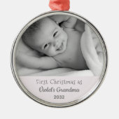 Grootma's eerste kerstman Persoonlijke foto Foto Metalen Ornament (Voorkant)